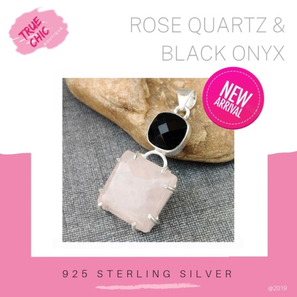 Rose Quartz & Black Onyx Pendant